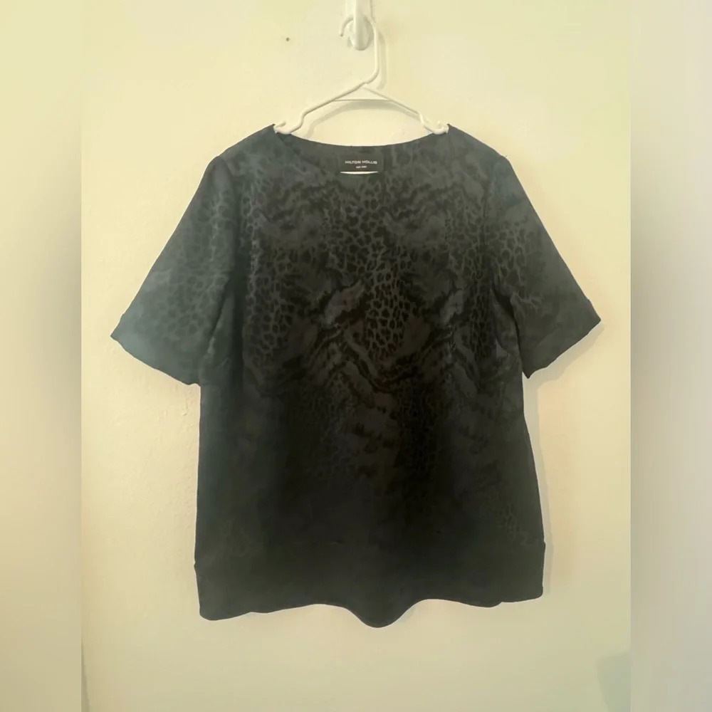 Hilton Hollis Leopard Animal Print Dressy Top Office Career Quiet Luxury XL - Picture 2 of 9